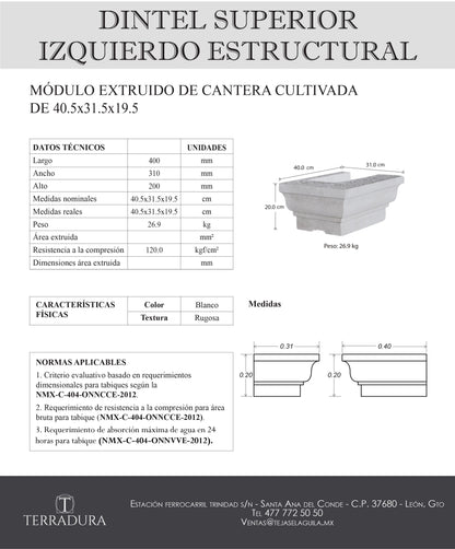 Dintel superior estructural