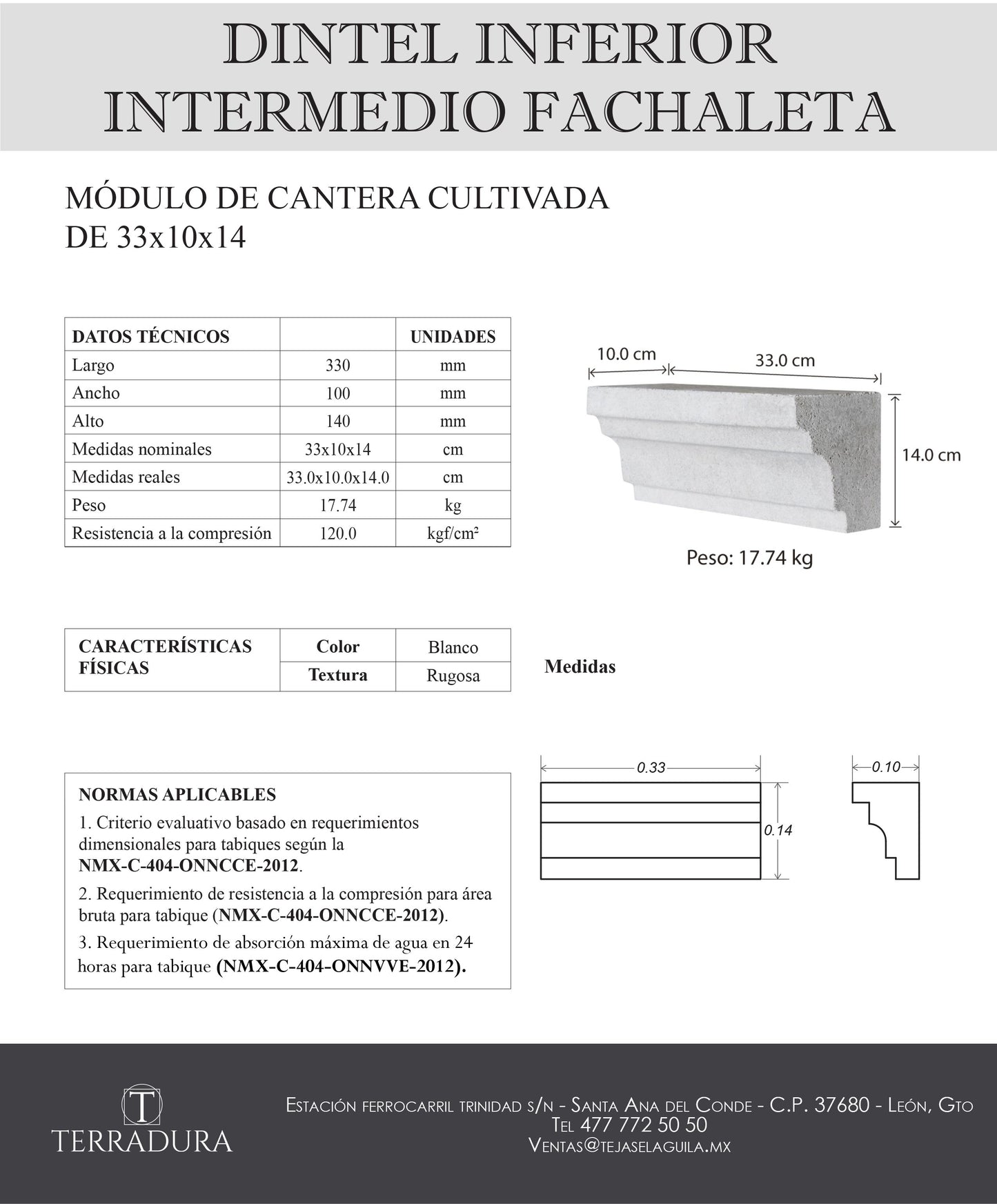 Dintel inferior intermedia Fachaleta