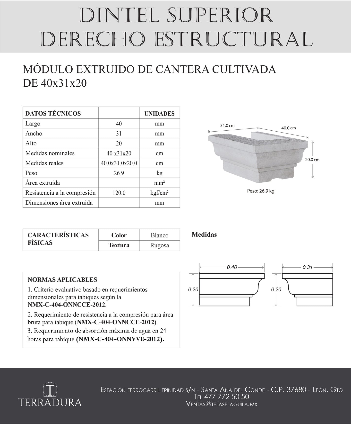 Dintel superior estructural