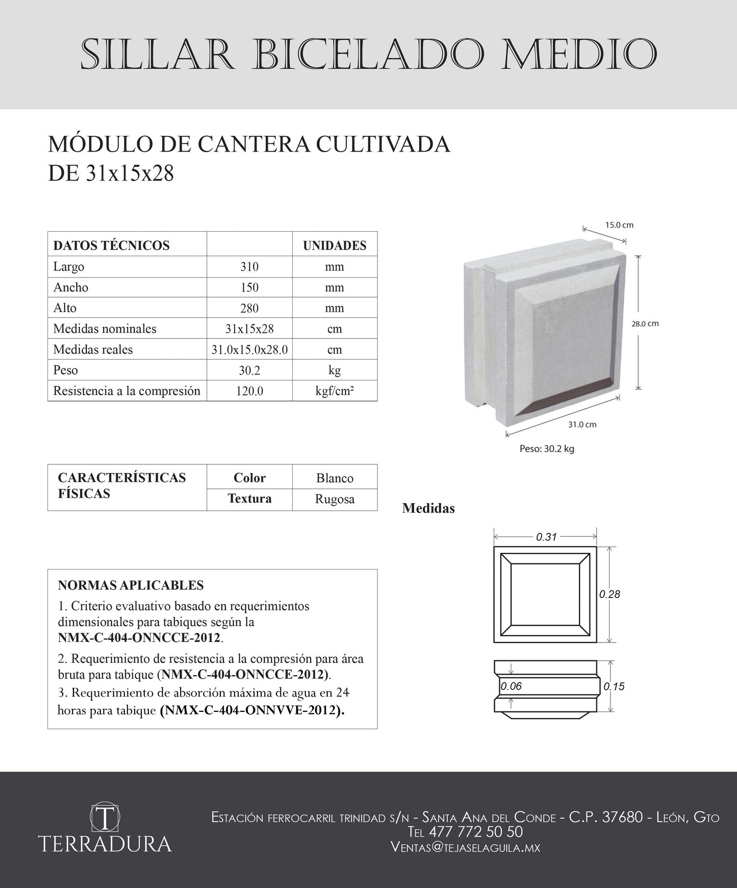 Sillar bicelado medio