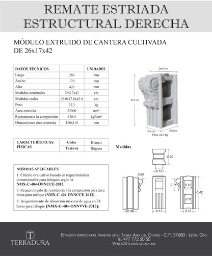 Remate estriada estructural