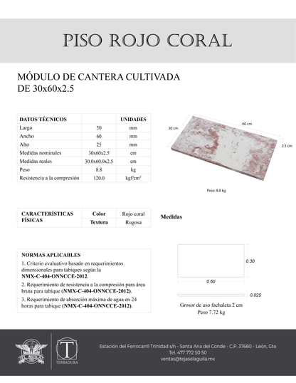 Piso Marmoleado Rojo Coral